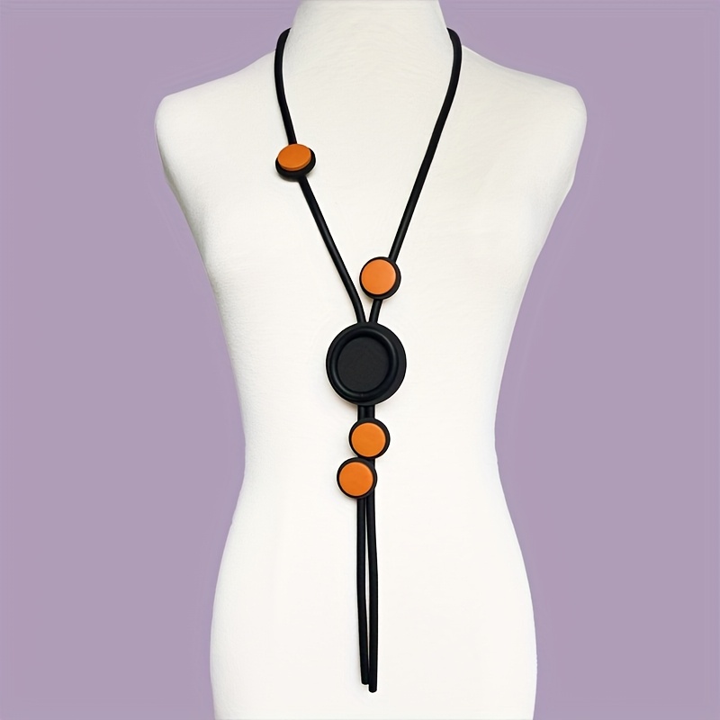 Women's Bohemian Long Necklace, Colorful Beads with Cord